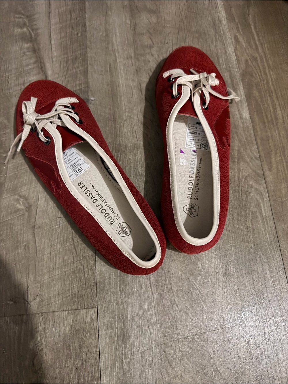 Puma Red Lace-Up Women’s Flats with White Trim